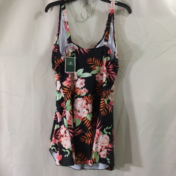 Eomenie Swim Dress 2XL Floral Black Pink One Piece Swimsuit Adjustable Straps - Picture 5 of 7